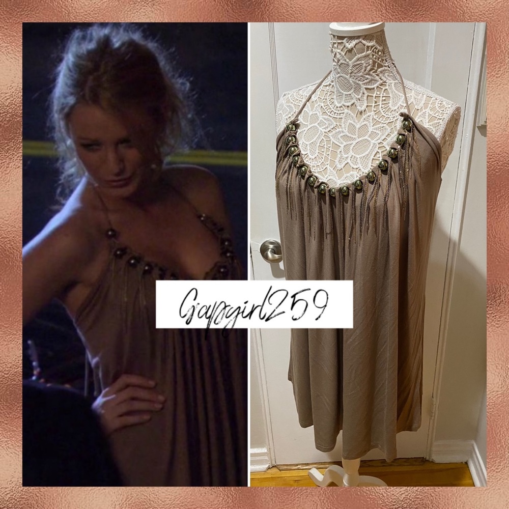 SOLD LaRok Chain halter dress S ASO Gossip Girl - Picture 1 of 4
